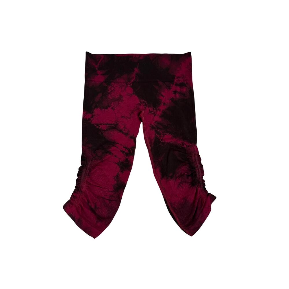 Lululemon In The Flow Crop II Athletic Leggings Red Black Tie Dye Size 8